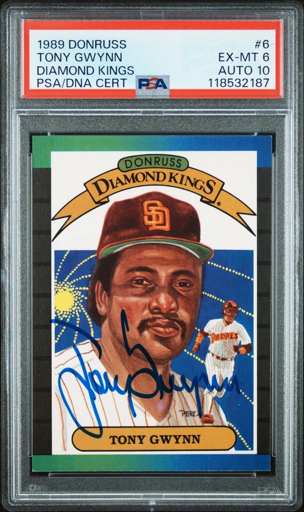 TONY GWYNN 1989 Donruss DIAMOND KINGS 🔥 PSA 6 AUTO 10 (pop 1, 2 higher)