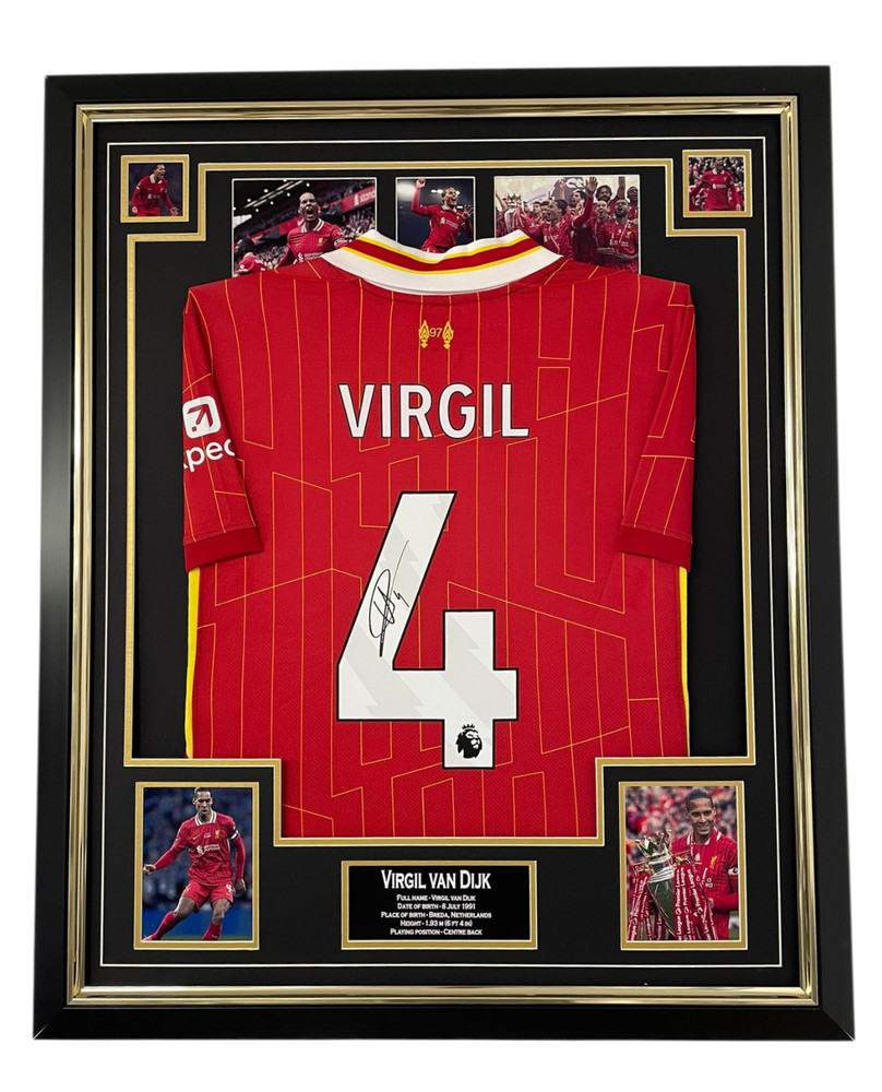 Framed Virgil Van Dijk of Liverpool Signed Shirt Autographed Jersey Display *