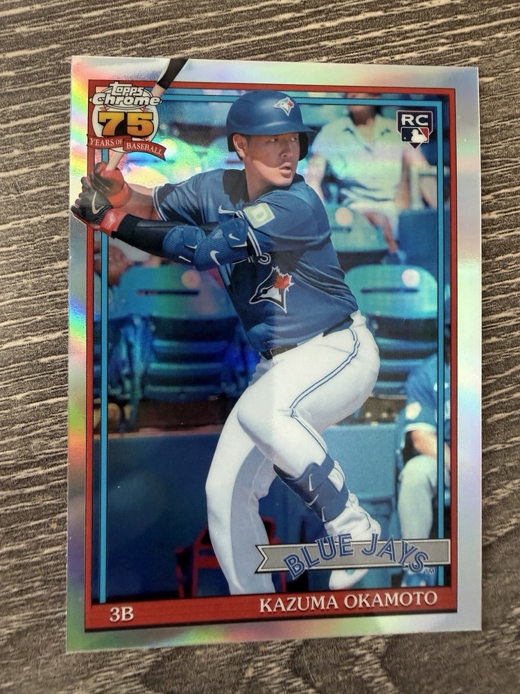 2026 Topps Chrome Kazuma Okamoto Rookie RC #91CB-24 Blue Jays Refractor