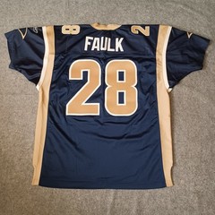 Reebok St Louis Rams Marshall Faulk #28 Jersey Mens 52 Blue Stitched Authentic