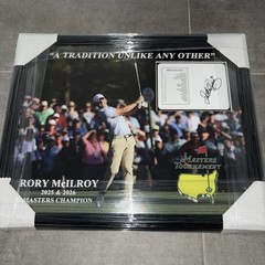 RORY MCILROY SIGNED AUTOGRAPH AUGUSTA NATIONAL MASTERS SCORECARD Framed