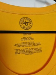 Boston Bruins NHL Hockey ’47 Brand Womens T-Shirt Top L SLIM * Yellow Scoop Neck