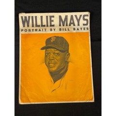 1960’s Willie Mays Portrait by Bill Bates + Envelope 11 3/8″ by 14 1/2″ Baseball