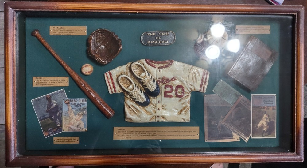 Vintage Style Baseball Shadow Box Wall Decor “The Game of Baseball” 1990s LTD