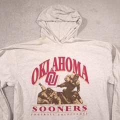 Vintage Oklahoma Sooners Shirt Large USA Long Sleeve Hooded NCAA OU Locker Line