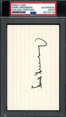 Hank Greenberg PSA DNA Coa Signed 3×5 Index Card Autograph