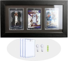 Trading Card Display Case 3 Sport Pokemon MTG Wood Frame + 35PT Magnetic Holders