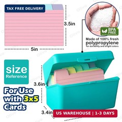 Olivo 3×5 Index Card Holder Box with 100 Cards Dividers Tabs 3″x 5″, Teal