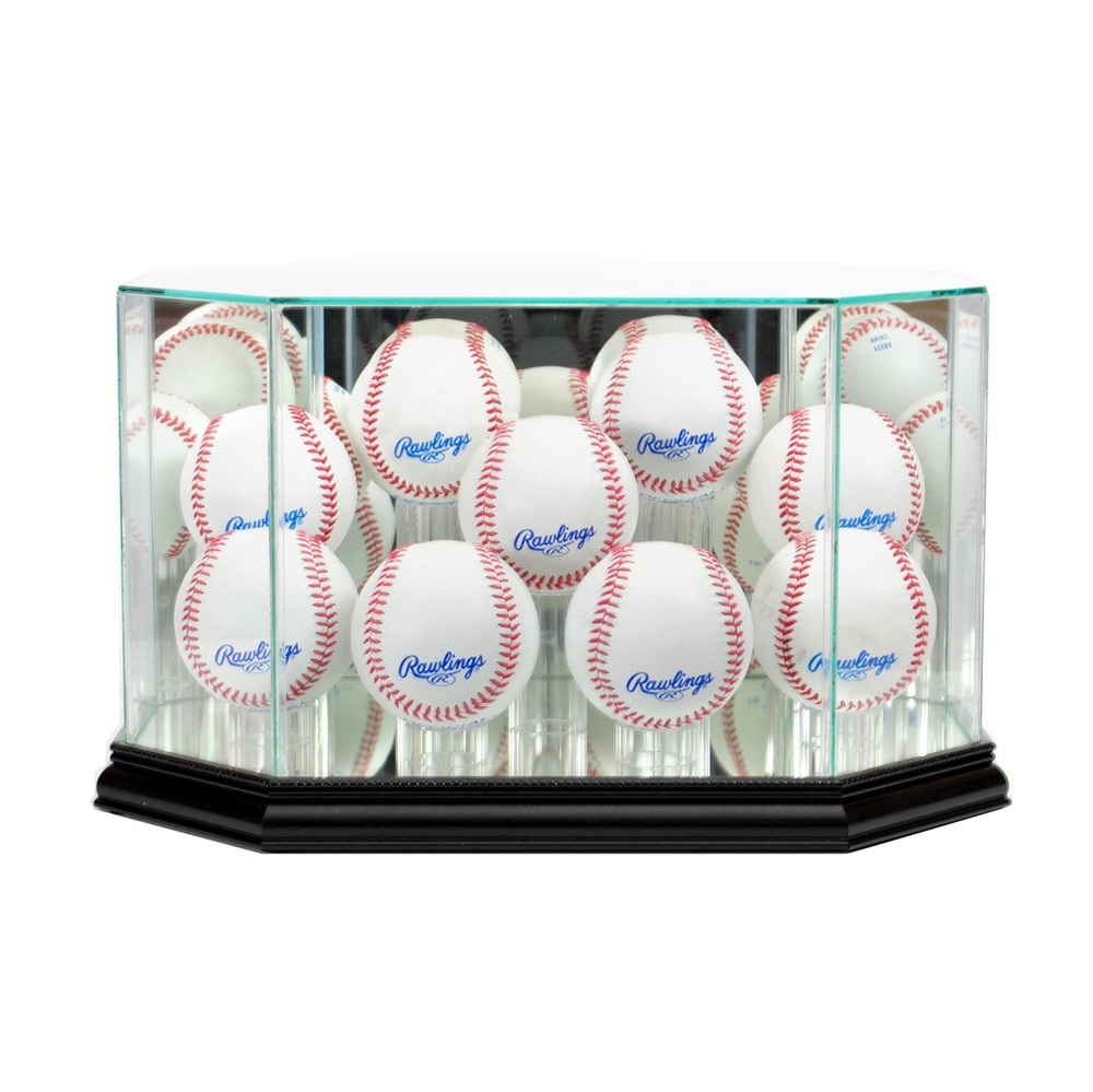 New 9 Ball Baseball Display Case Glass & Mirror Black Molding FREE SHIPPING