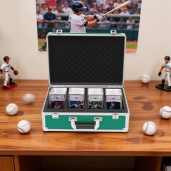 Card Storage Box 160 Capacity 4 Slots Green Lock For Trading Cards Collectible