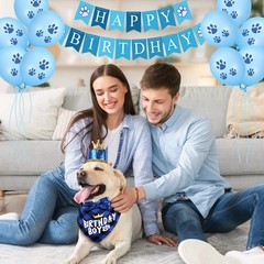 Selemoy Dog Birthday Party Supplies, Hat Bandana Medium, Blue