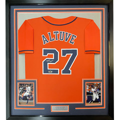 Framed Facsimile Autographed Jose Altuve 33×42 Orange Reprint Laser Auto Jersey