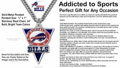 BUFFALO BILLS NECKLACE Stainless Steel Chain NFL Football ¾” x 1″ Metal Logo #C’