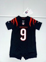 Cincinnati Bengals Football Romper Jersey Infant Black Nike Joe Burrow #9