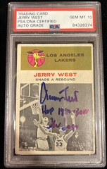 Autographed Jerry West 1961 Fleer IN ACTION Card HOF & The Logo PSA GEM MINT 10