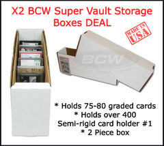 X2 BCW High Quality Super Vault Storage Boxes For 70-80 Graded Cards & PSA 1 Row