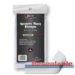 200 Team Set Poly Bags Resealable Card Sleeve Holder Archival Adhesive Strip BCW