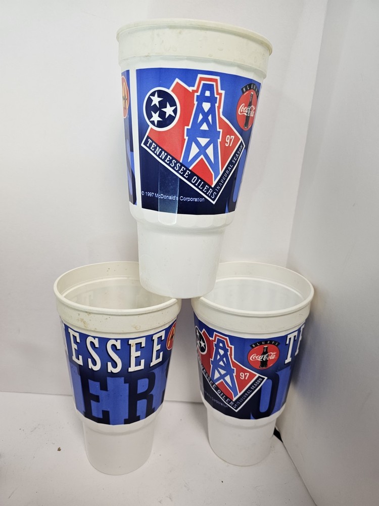 Lot Of 3 1997 Tennessee Titans Oilers Stadium Cup Vintage Mcdonalds Cup