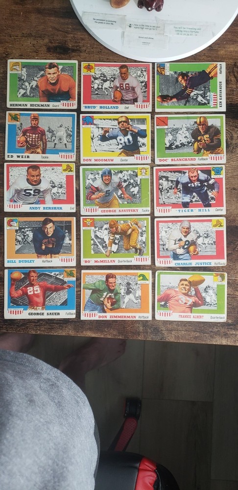 1955 TOPPS ALL-AMERICAN LOT OF 21 W/SP WEIR & DOC BLANCHARD(RC) & 2 HI#’s