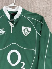Ireland Rugby Jersey Shirt Mens Large Green O2 Canterbury Long Sleeve 2000s