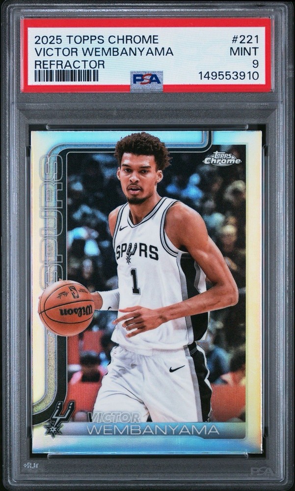 PSA 2025 TOPPS CHROME REFRACTOR #221 VICTOR WEMBANYAMA Silver Holo POP/35 🔥🦄