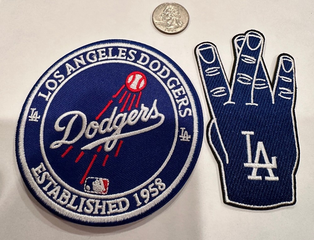 2-Los Angeles Dodgers embroidered iron on patches 3.5” X 3.5” & 4” H X 2”W