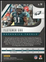 2019 Panini America, Inc. PRIZM FOOTBALL FLETCHER COX #58 PHILADELPHIA EAGLES