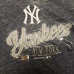 MLB New York Yankees Shirt Girls Size S 6 6X Gray Distressed Retro Tank Top Tee