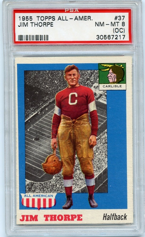 1955 Topps All-American Football #37 Jim Thorpe HOF PSA 8 NM-MT ( OC ) SHARP!