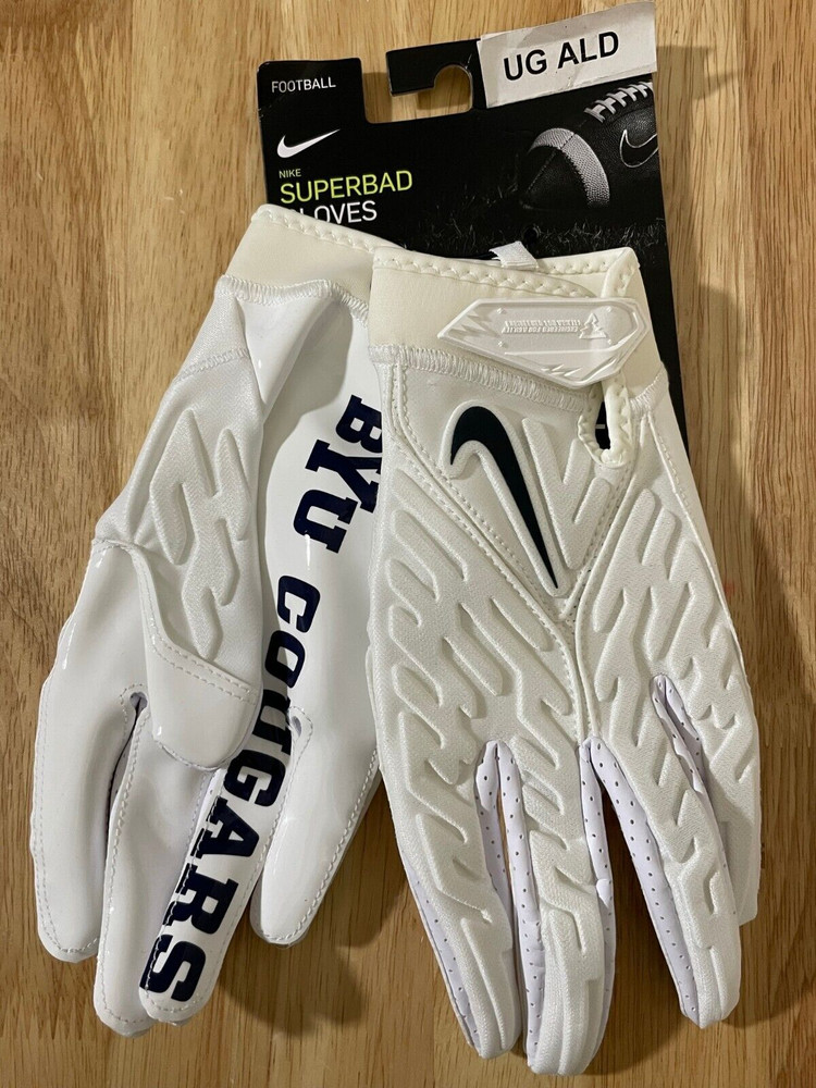 Nike Superbad 6.0 BYU Cougars White Padded Football Gloves Size 2XL DX4912-112