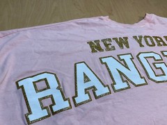 NEW YORK Rangers Spirit Jersey NEW Hockey NHL Pink 2XL L/S Shirt Sparkles XXL