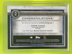 2020 Topps Museum Collection Aaron Civale #AA-AC Archival Auto 48/299 RC Indians