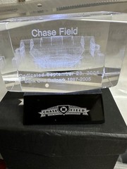 2005 Diamondbacks Chase Field Dedication Glass Cuboid w/Light Up Stand BRAND NEW