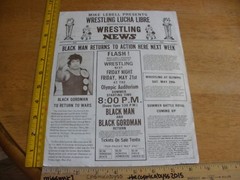 1982 Wrestling poster/program Olympic Auditorium Black Gordman Lucha Libre