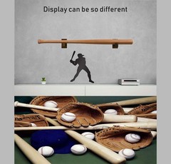 Wooden Baseball Bat Wall Rack,Horizontal Display Case with Soft Protective Liner