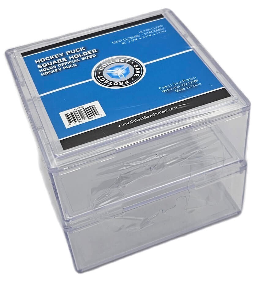(2-Pack) CSP Hockey Puck Square Holder – Puck Cube – Stackable Display Case