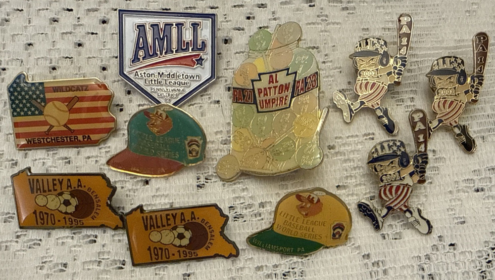 PA Pennsylvania Little League Baseball Pin Lot of 10 Pins Vintage