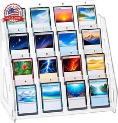 4 Tier Acrylic Trading Card Display Stand Heavy-Duty Clear Riser 12 Inch for Col