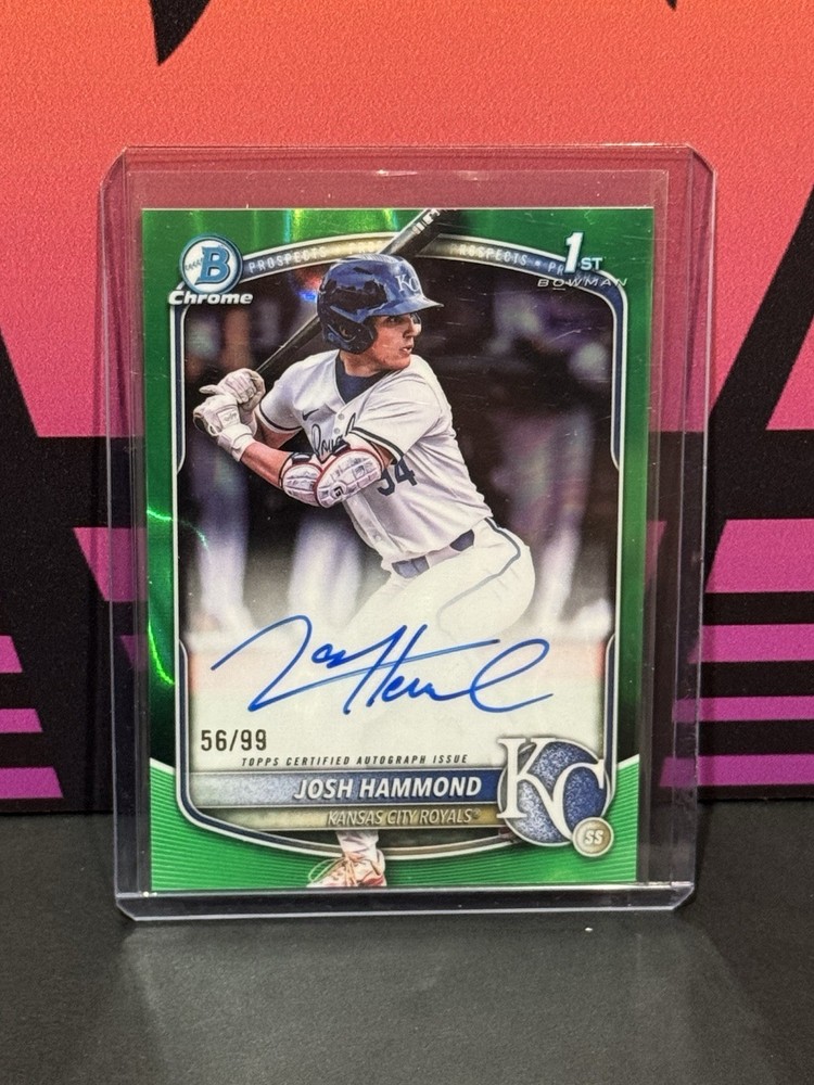 2025 Bowman Draft Josh Hammond Chrome Auto Green Lava Refractor 1st #/99 Royals