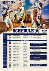 Dallas Cowboys 2026 Schedule Poster Multiple Sizes Dallas Cowboys Football