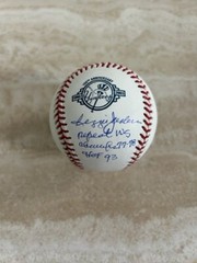 Reggie Jackson Signed Yanks 100th Logo Baseball Inscriptions -Beckett