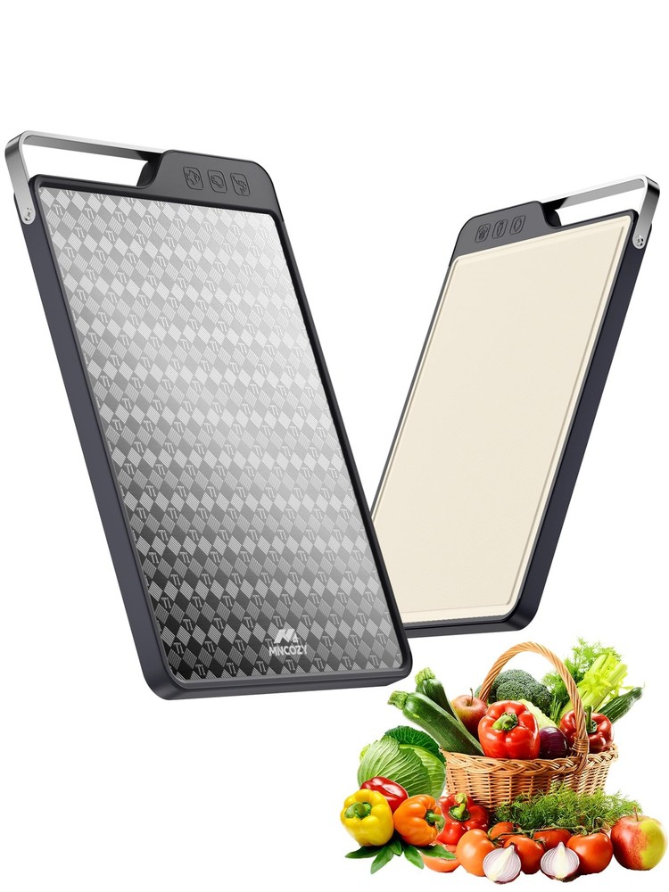 Katori Titanium Cutting Board for Kitchen, Double-Sided 16″L x 11″W, Silver