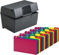 3″ x 5″ Index Card Holder Box With A-Z Dividers Storage Case Holds 300 Cards