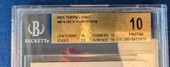 2025 Topps Living Nick Kurtz RC #879 /7518 BGS 10 PRISTINE