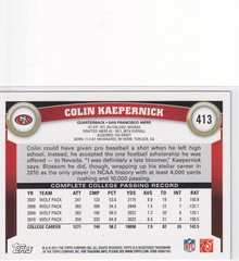 2011 TOPPS #413 COLIN KAEPERNICK- SAN FRANCISCO 49ERS