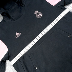 Real Madrid Sweatshirt Mens Large Soccer Travel Top Hoodie Black Pink Adidas FC