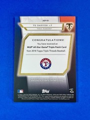 Yu Darvish 2018 Topps Triple Threads All Star Patches ASG Relic 8/9 Rangers