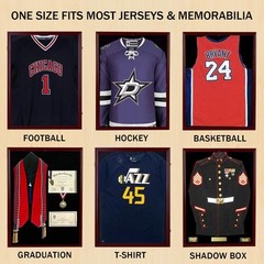 Jersey Display Frame Case Lockable, Large Sport Jersey Shadow Box with 98% UV