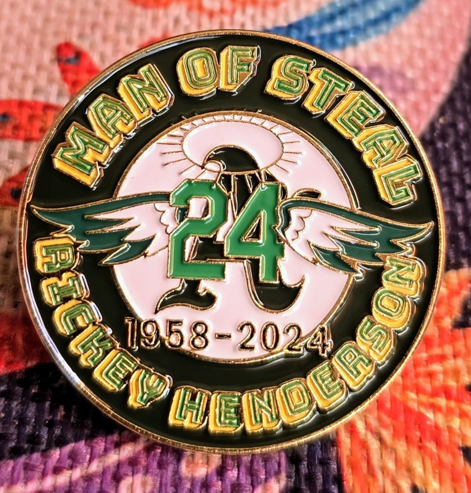 Rickey Henderson 1.5 Inch Memorial Enamel Lapel Pin Oakland Athletics A’S PIN