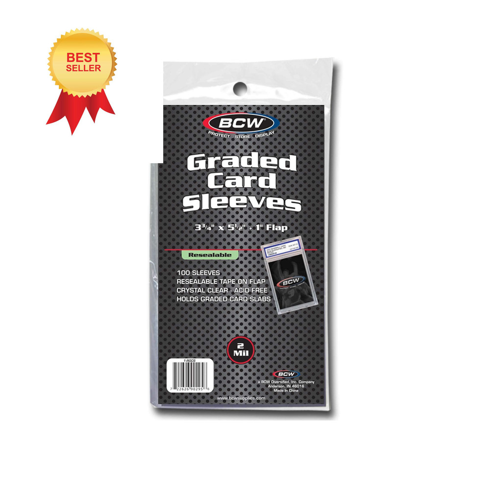 BCW Resealable Graded Card Sleeves – 100 Pack | Clear Polypropylene